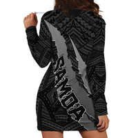 Polynesian Samoa Hoodie Dress with Coat Of Arms Claws Style - Black LT6 - Wonder Print Shop