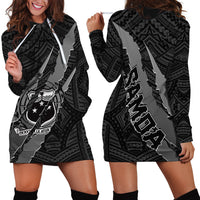 Polynesian Samoa Hoodie Dress with Coat Of Arms Claws Style - Black LT6 - Wonder Print Shop