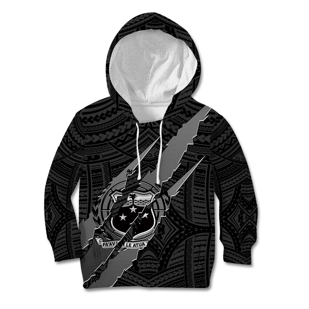 Polynesian Samoa Kid Hoodie with Coat Of Arms Claws Style - Black LT6 - Wonder Print Shop