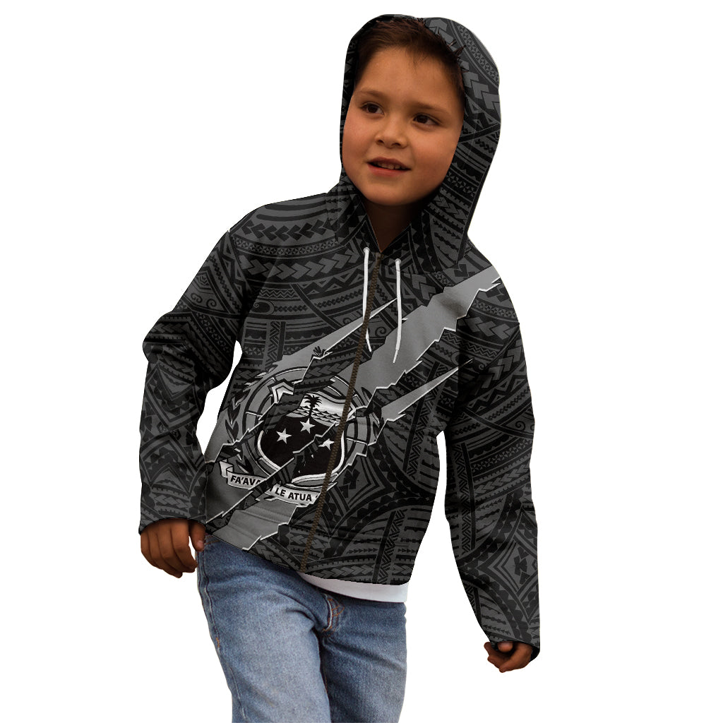 Polynesian Samoa Kid Hoodie with Coat Of Arms Claws Style - Black LT6 - Wonder Print Shop
