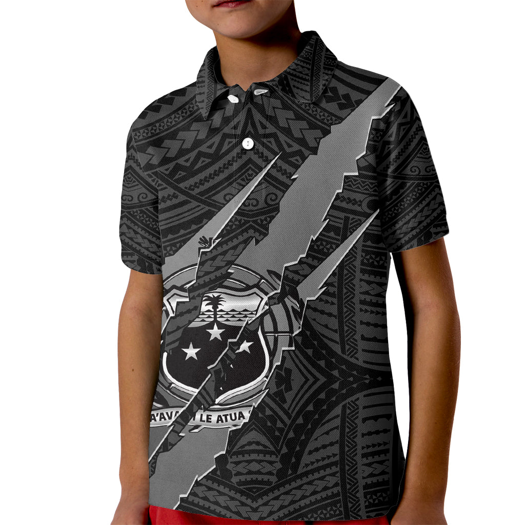 Polynesian Samoa Kid Polo Shirt with Coat Of Arms Claws Style - Black LT6 - Wonder Print Shop