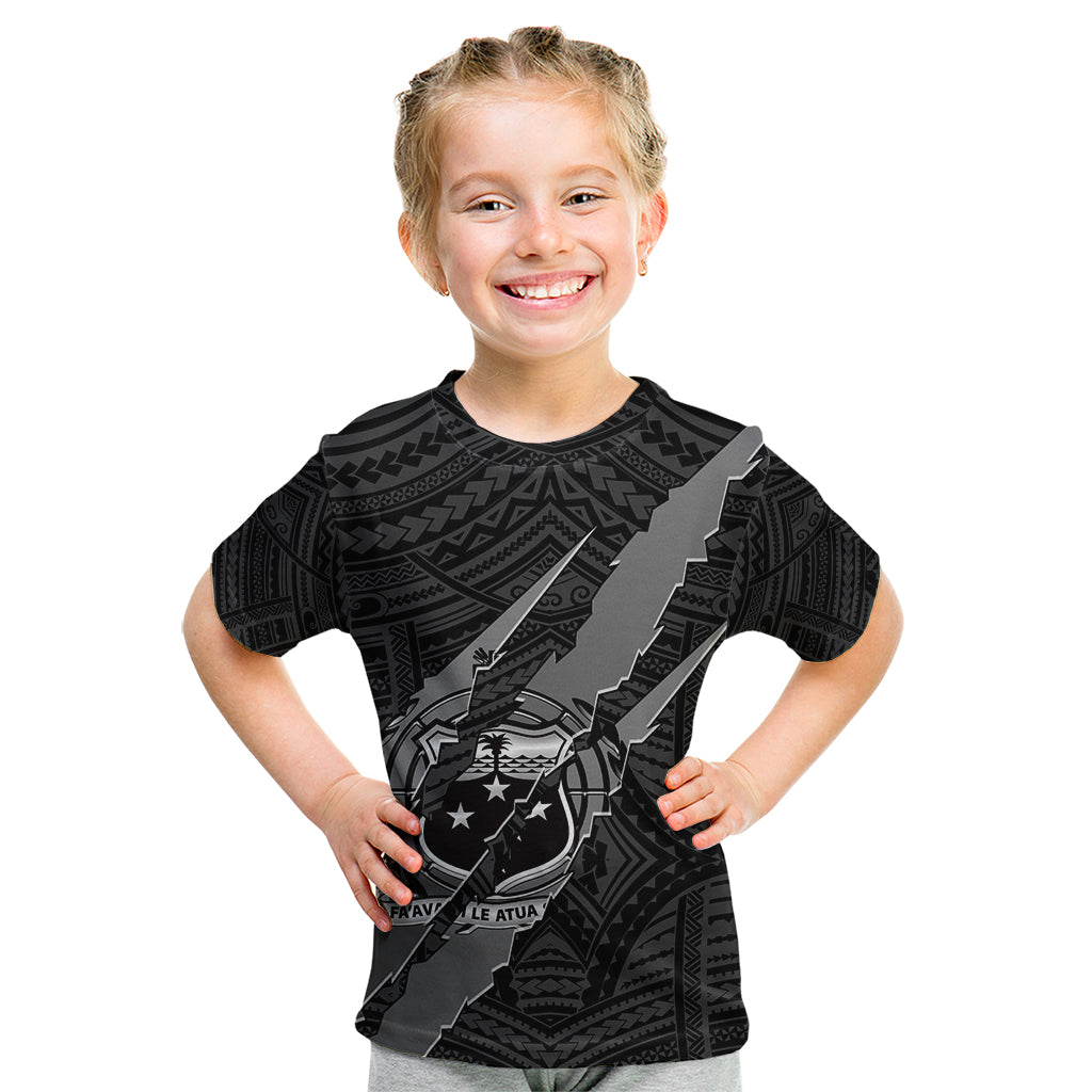 Polynesian Samoa Kid T Shirt with Coat Of Arms Claws Style - Black LT6 - Wonder Print Shop
