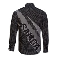 Polynesian Samoa Long Sleeve Button Shirt with Coat Of Arms Claws Style - Black LT6 - Wonder Print Shop