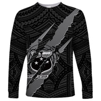 Polynesian Samoa Long Sleeve Shirt with Coat Of Arms Claws Style - Black LT6 - Wonder Print Shop
