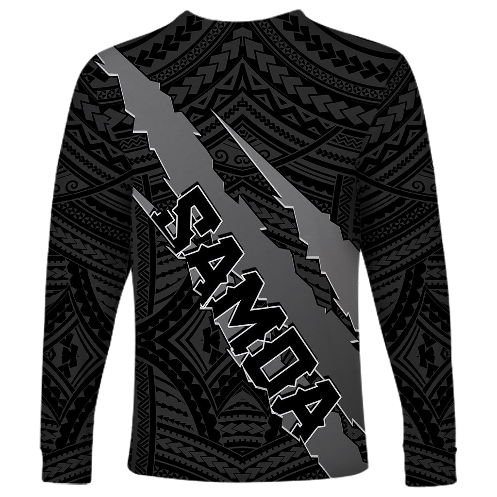 Polynesian Samoa Long Sleeve Shirt with Coat Of Arms Claws Style - Black LT6 - Wonder Print Shop