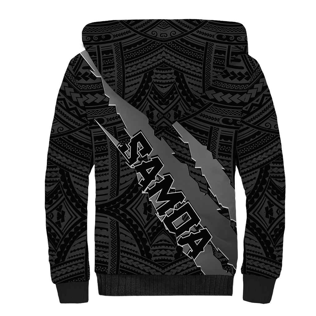 Polynesian Samoa Sherpa Hoodie with Coat Of Arms Claws Style - Black LT6 - Wonder Print Shop