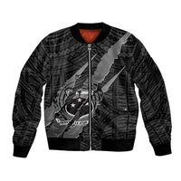 Polynesian Samoa Sleeve Zip Bomber Jacket with Coat Of Arms Claws Style - Black LT6 - Wonder Print Shop