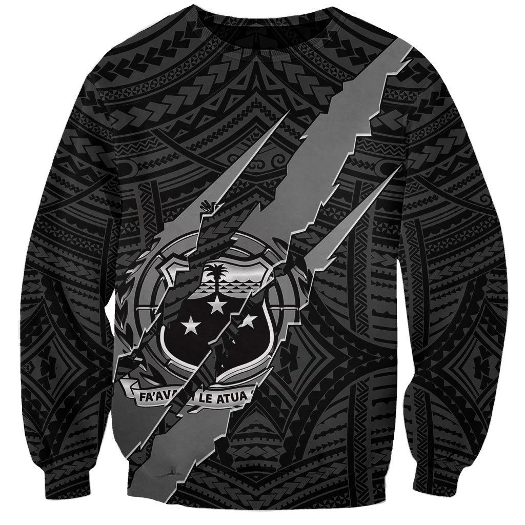 Polynesian Samoa Sweatshirt with Coat Of Arms Claws Style - Black LT6 - Wonder Print Shop