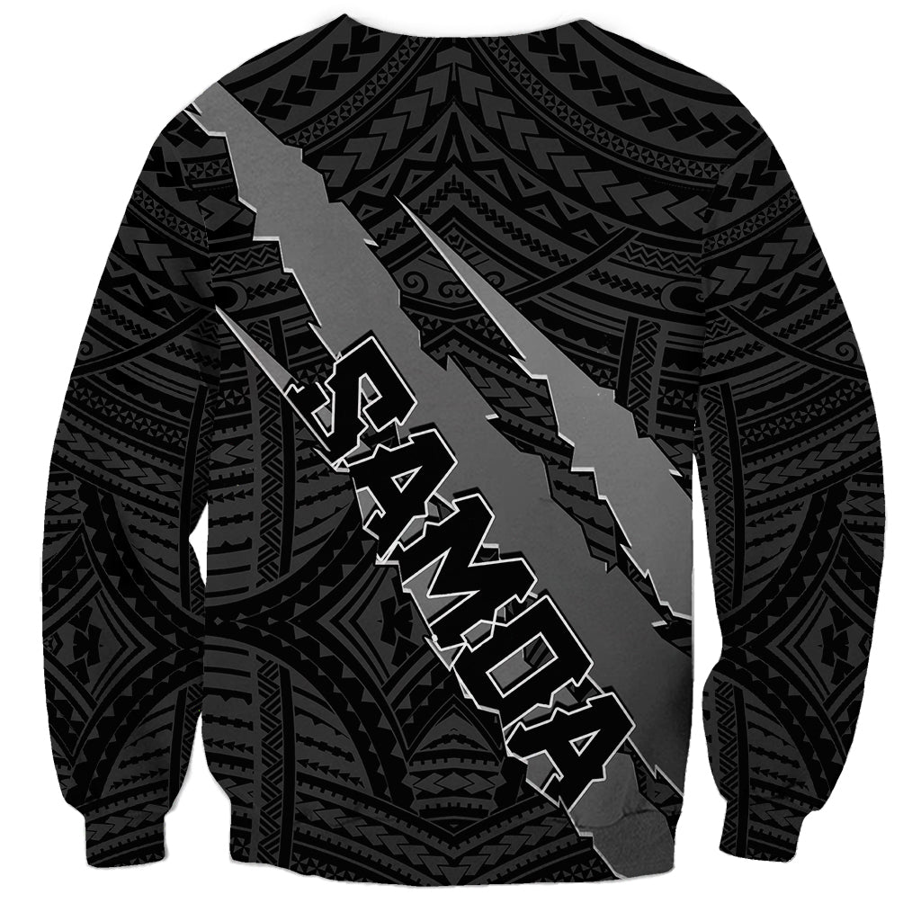 Polynesian Samoa Sweatshirt with Coat Of Arms Claws Style - Black LT6 - Wonder Print Shop