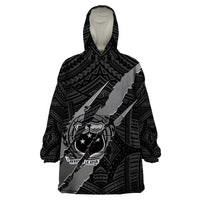 Polynesian Samoa Wearable Blanket Hoodie with Coat Of Arms Claws Style - Black LT6 - Wonder Print Shop