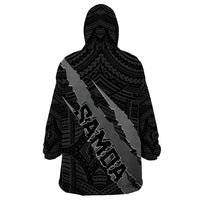 Polynesian Samoa Wearable Blanket Hoodie with Coat Of Arms Claws Style - Black LT6 - Wonder Print Shop