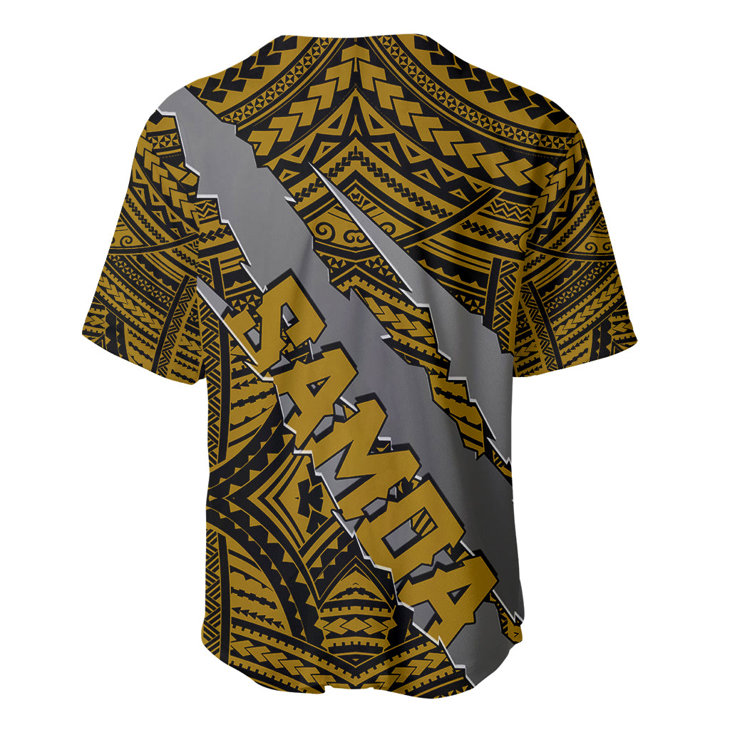 Polynesian Samoa Baseball Jersey with Coat Of Arms Claws Style - Gold LT6 - Wonder Print Shop