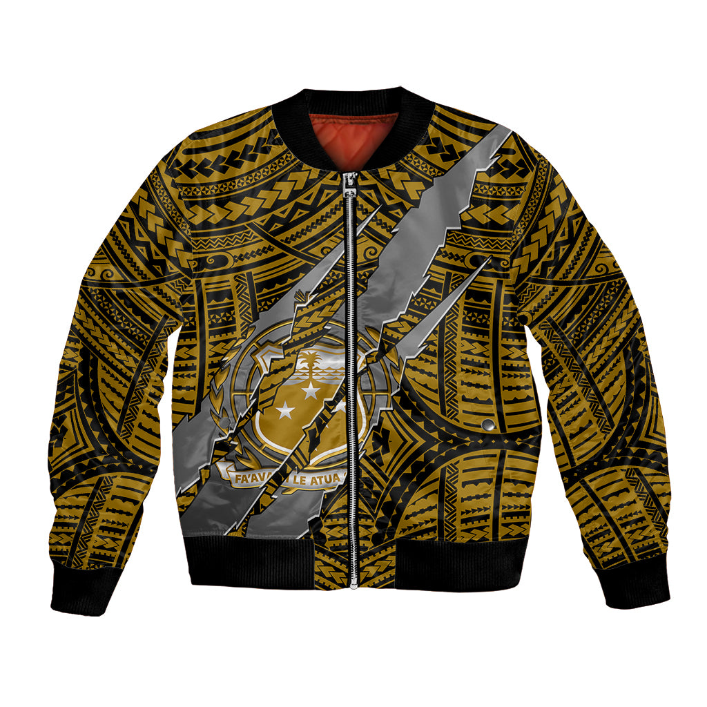 Polynesian Samoa Bomber Jacket with Coat Of Arms Claws Style - Gold LT6 - Wonder Print Shop