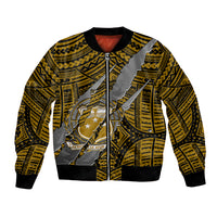 Polynesian Samoa Bomber Jacket with Coat Of Arms Claws Style - Gold LT6 - Wonder Print Shop