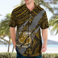 Polynesian Samoa Hawaiian Shirt with Coat Of Arms Claws Style - Gold LT6 - Wonder Print Shop
