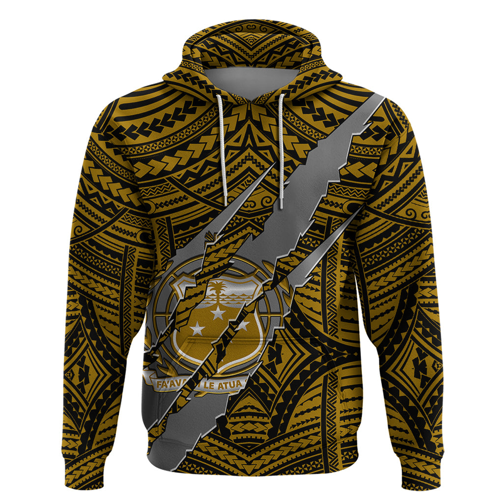 Polynesian Samoa Hoodie with Coat Of Arms Claws Style - Gold LT6 - Wonder Print Shop