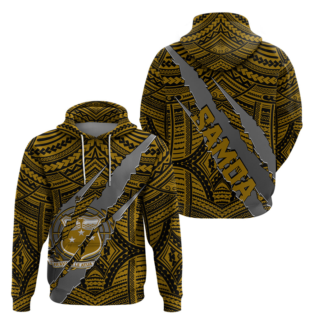 Polynesian Samoa Hoodie with Coat Of Arms Claws Style - Gold LT6 - Wonder Print Shop