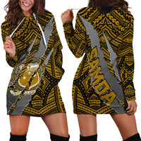 Polynesian Samoa Hoodie Dress with Coat Of Arms Claws Style - Gold LT6 - Wonder Print Shop