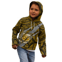 Polynesian Samoa Kid Hoodie with Coat Of Arms Claws Style - Gold LT6 - Wonder Print Shop