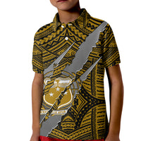 Polynesian Samoa Kid Polo Shirt with Coat Of Arms Claws Style - Gold LT6 - Wonder Print Shop