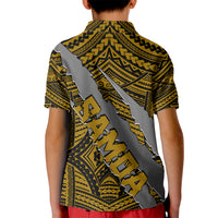 Polynesian Samoa Kid Polo Shirt with Coat Of Arms Claws Style - Gold LT6 - Wonder Print Shop