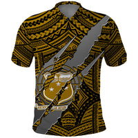 Polynesian Samoa Polo Shirt with Coat Of Arms Claws Style - Gold LT6 - Wonder Print Shop