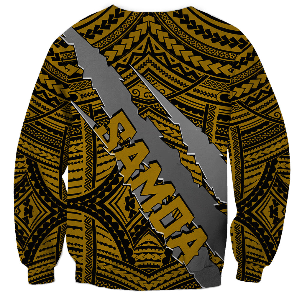 Polynesian Samoa Sweatshirt with Coat Of Arms Claws Style - Gold LT6 - Wonder Print Shop