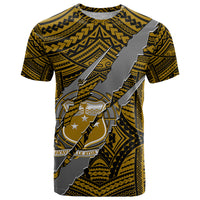 Polynesian Samoa T Shirt with Coat Of Arms Claws Style - Gold LT6 - Wonder Print Shop