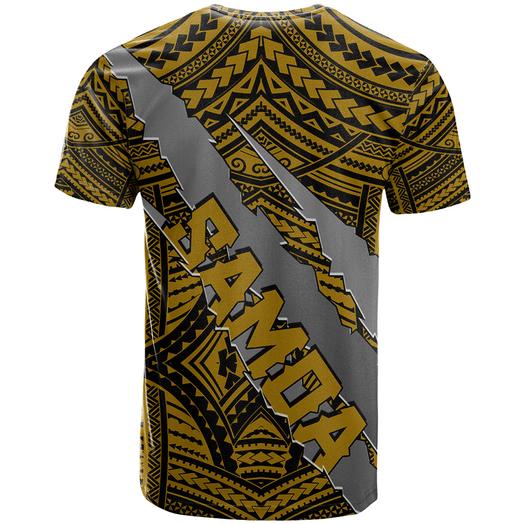 Polynesian Samoa T Shirt with Coat Of Arms Claws Style - Gold LT6 - Wonder Print Shop