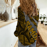 Polynesian Samoa Women Casual Shirt with Coat Of Arms Claws Style - Gold LT6 - Wonder Print Shop