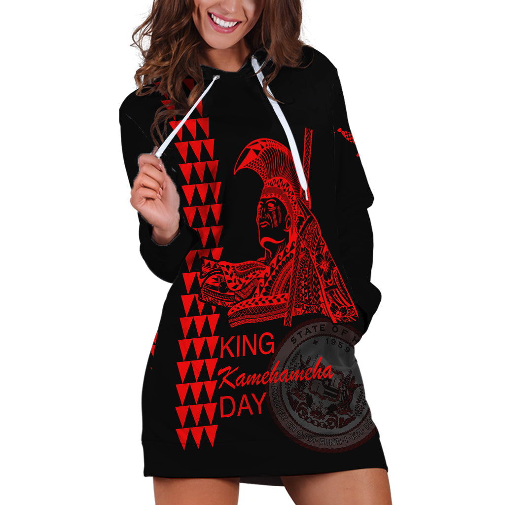 Custom Hawaii Hoodie Dress King Kamehameha Day - Red LT6 - Wonder Print Shop