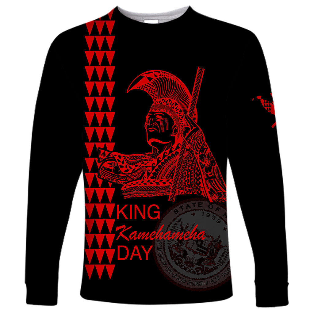 Custom Hawaii Long Sleeve Shirt King Kamehameha Day - Red LT6 - Wonder Print Shop