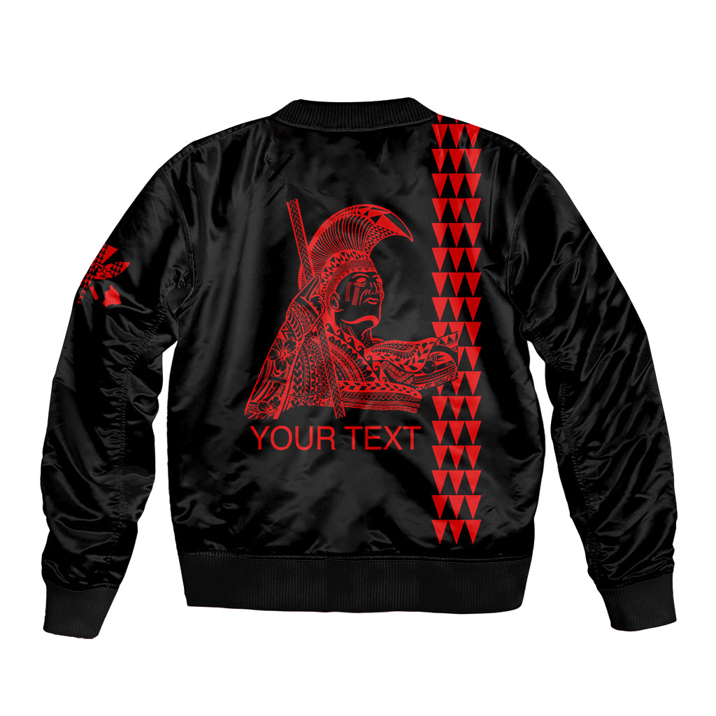 Custom Hawaii Sleeve Zip Bomber Jacket King Kamehameha Day - Red LT6 - Wonder Print Shop
