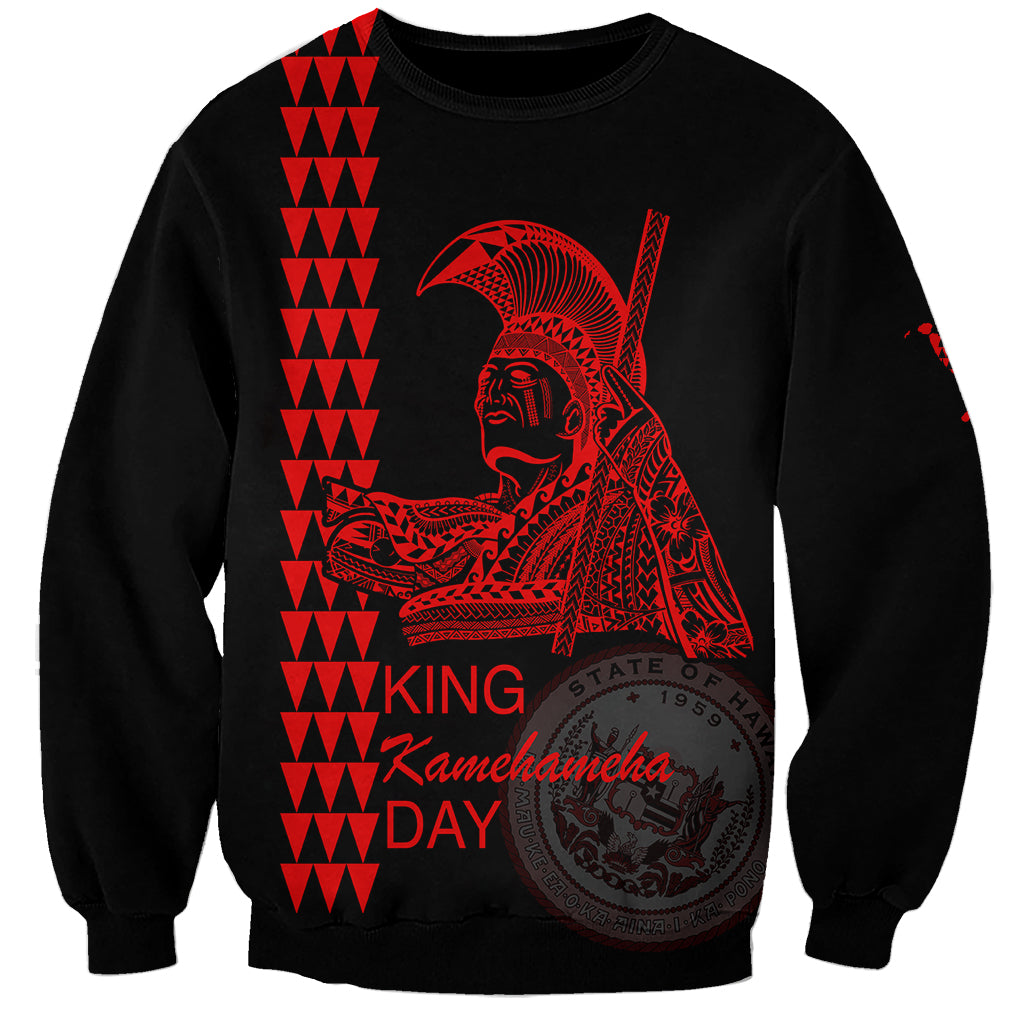 Custom Hawaii Sweatshirt King Kamehameha Day - Red LT6 - Wonder Print Shop
