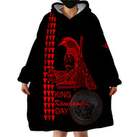 Custom Hawaii Wearable Blanket Hoodie King Kamehameha Day - Red LT6 - Wonder Print Shop