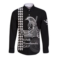 Custom Hawaii Long Sleeve Button Shirt King Kamehameha Day - White LT6 - Wonder Print Shop