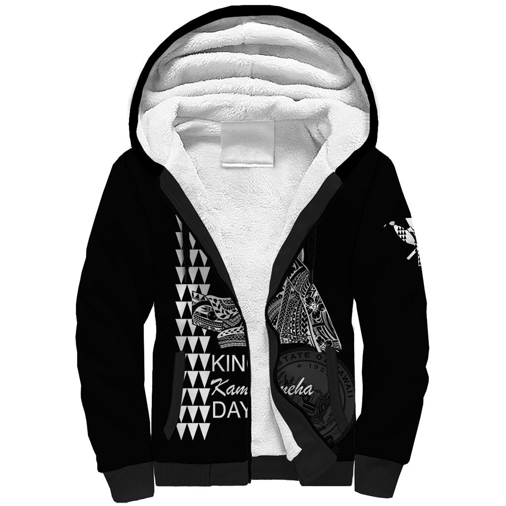 Custom Hawaii Sherpa Hoodie King Kamehameha Day - White LT6 - Wonder Print Shop