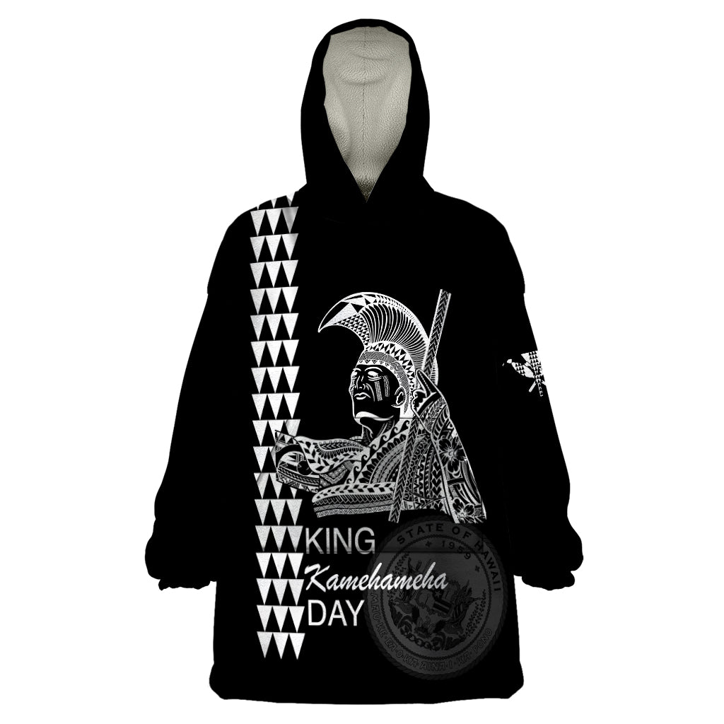 Custom Hawaii Wearable Blanket Hoodie King Kamehameha Day - White LT6 - Wonder Print Shop