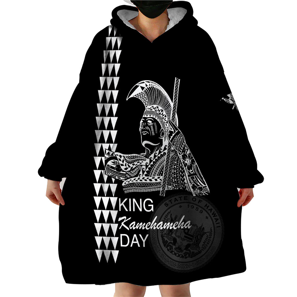 Custom Hawaii Wearable Blanket Hoodie King Kamehameha Day - White LT6 - Wonder Print Shop
