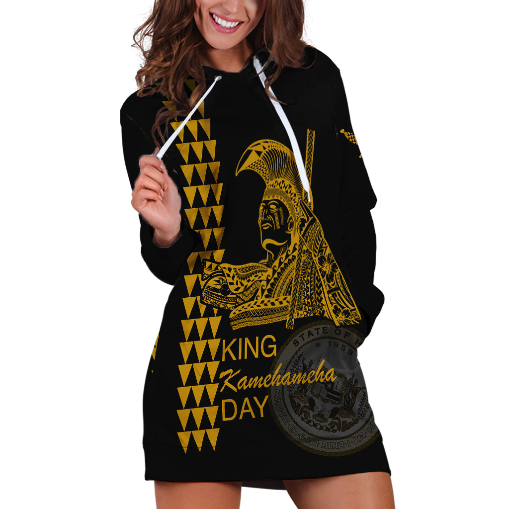 Custom Hawaii Hoodie Dress King Kamehameha Day - Gold LT6 - Wonder Print Shop