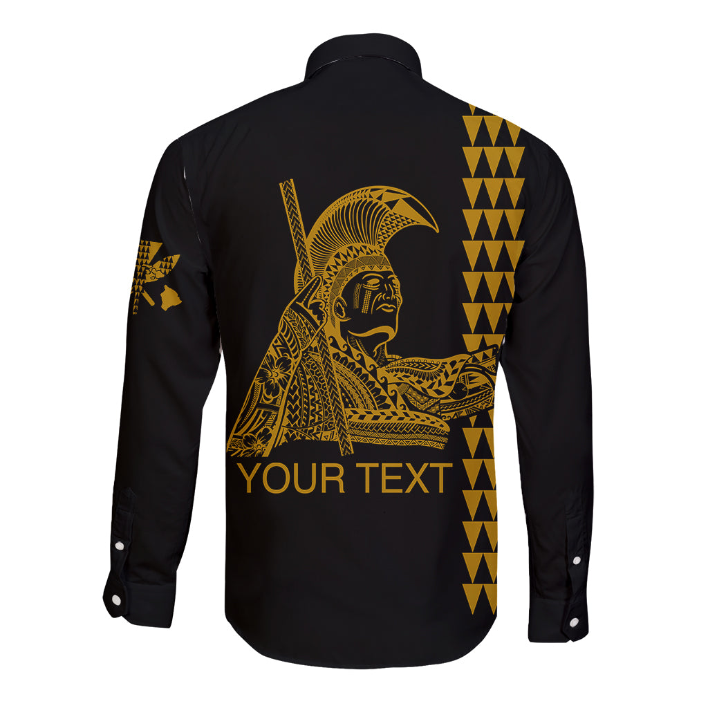 Custom Hawaii Long Sleeve Button Shirt King Kamehameha Day - Gold LT6 - Wonder Print Shop