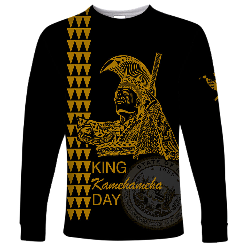 Custom Hawaii Long Sleeve Shirt King Kamehameha Day - Gold LT6 - Wonder Print Shop