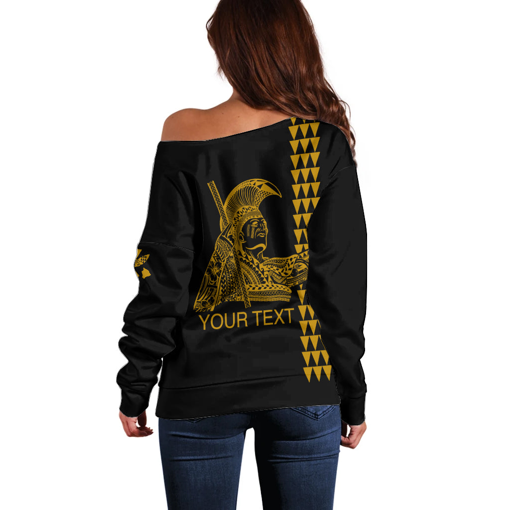 Custom Hawaii Off Shoulder Sweater King Kamehameha Day - Gold LT6 - Wonder Print Shop