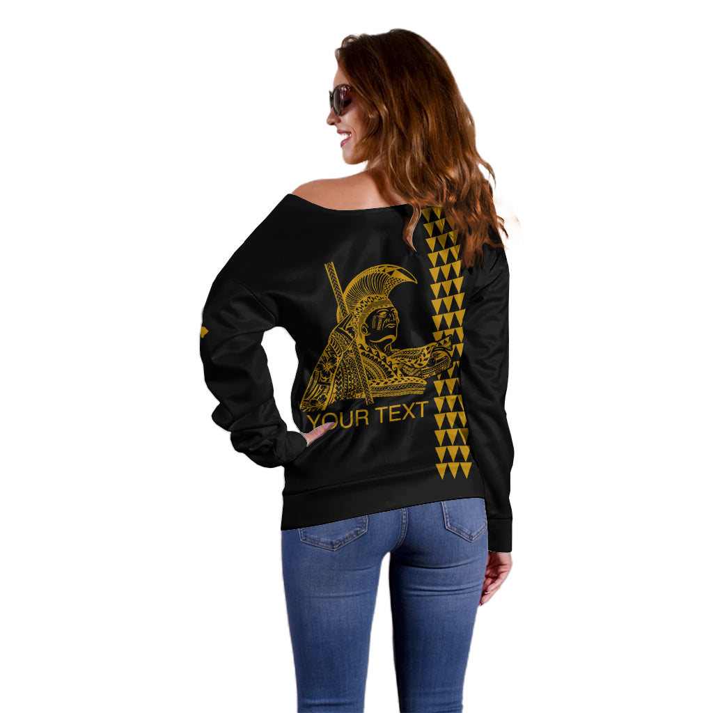 Custom Hawaii Off Shoulder Sweater King Kamehameha Day - Gold LT6 - Wonder Print Shop