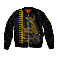 Custom Hawaii Sleeve Zip Bomber Jacket King Kamehameha Day - Gold LT6 - Wonder Print Shop