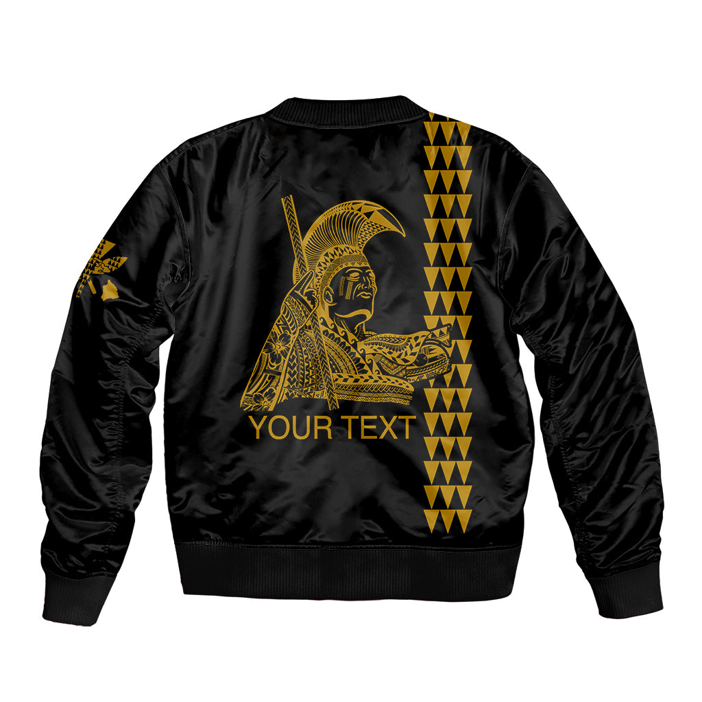 Custom Hawaii Sleeve Zip Bomber Jacket King Kamehameha Day - Gold LT6 - Wonder Print Shop