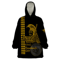 Custom Hawaii Wearable Blanket Hoodie King Kamehameha Day - Gold LT6 - Wonder Print Shop