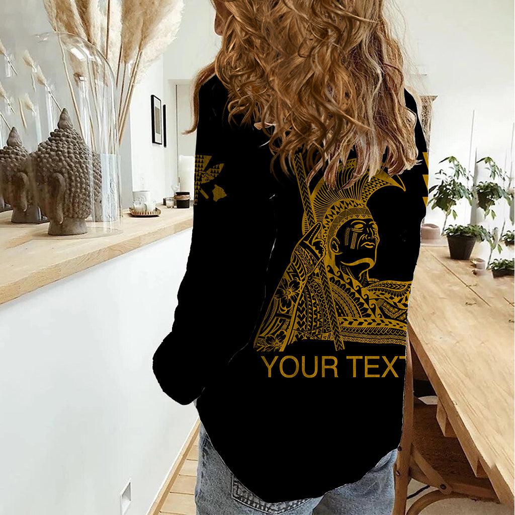 Custom Hawaii Women Casual Shirt King Kamehameha Day - Gold LT6 - Wonder Print Shop