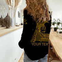 Custom Hawaii Women Casual Shirt King Kamehameha Day - Gold LT6 - Wonder Print Shop