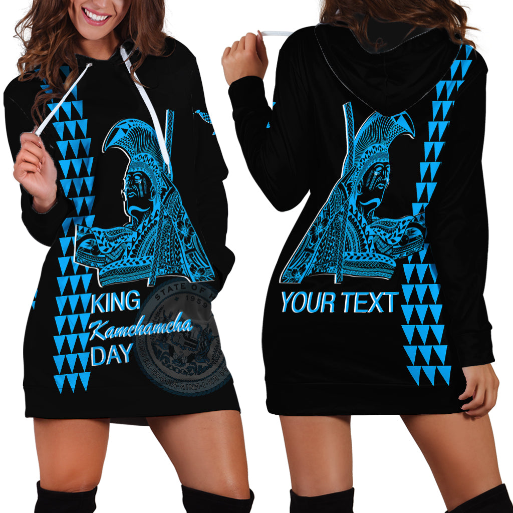 Custom Hawaii Hoodie Dress King Kamehameha Day - Blue LT6 - Wonder Print Shop